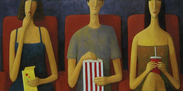 People In Movie Theatre Art Print featuring the painting Cinema by Glenn Quist