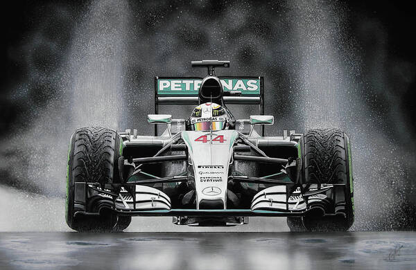 Hammer Down - Lewis Hamilton Mercedes World Champion 2015 F1 Art by Tony Regan
