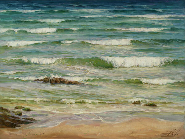 Seascape Art Print featuring the painting Sea Symphony. Part 1. by Serguei Zlenko