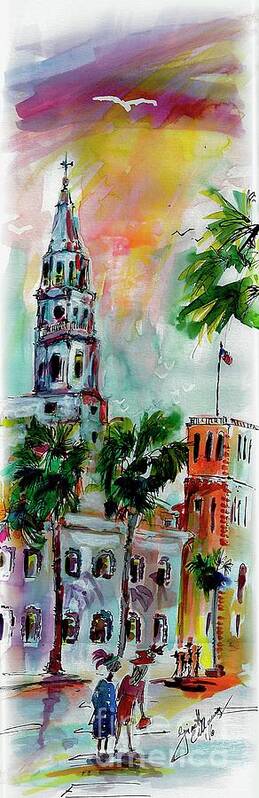 Churches Art Print featuring the painting Charleston Churches Saint Michael by Ginette Callaway