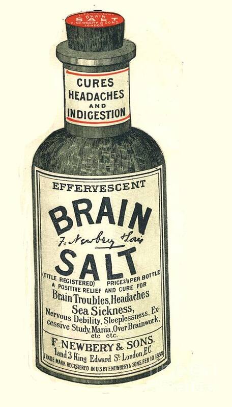 1890�s Art Print featuring the drawing 1890s Uk Brain Salt Headaches Humour by The Advertising Archives