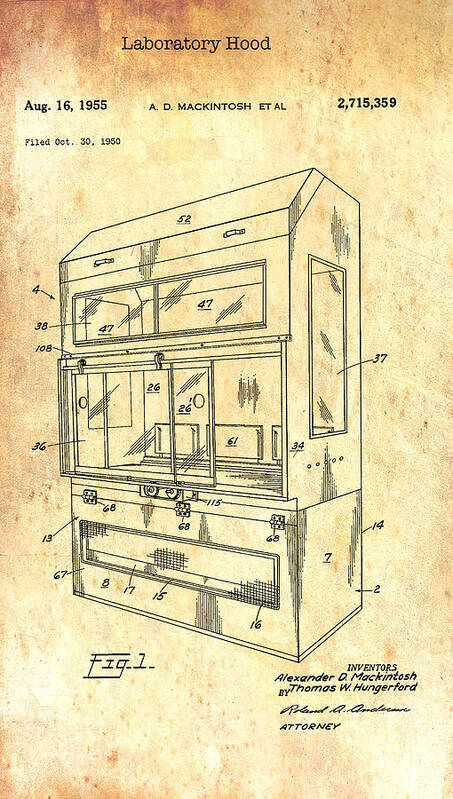 Patent Art Print featuring the drawing Laboratory Hood Patent 1955 #3 by Mountain Dreams
