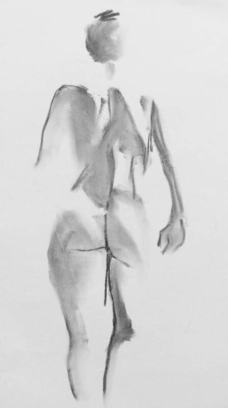 Nude Art Print featuring the drawing Back Rygg by Marica Ohlsson