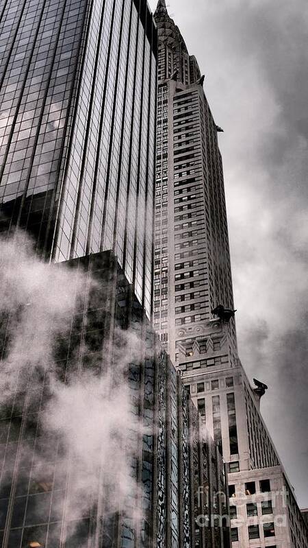Chrysler Building Art Print featuring the photograph Chrysler Building with Gargoyles and Steam by Miriam Danar