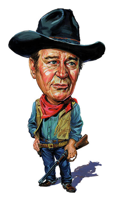 #faaAdWordsBest Art Print featuring the painting John Wayne by Art 