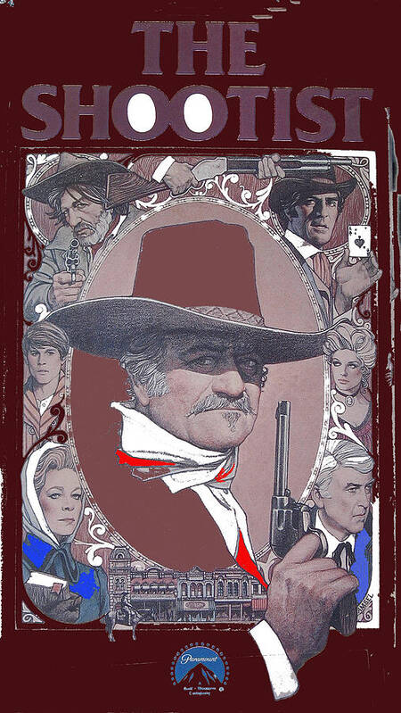 John Wayne The Shootist Amsel El Dorado Rio Bravo Hondo Red River Don Siegel Cancer James Stewart Lauren Bacall Hugh O'brien Richard Boone Ron Howard Sheree North John Carradine Art Print featuring the photograph John Wayne The Shootist Amsel art work 1976-2013 by David Lee Guss