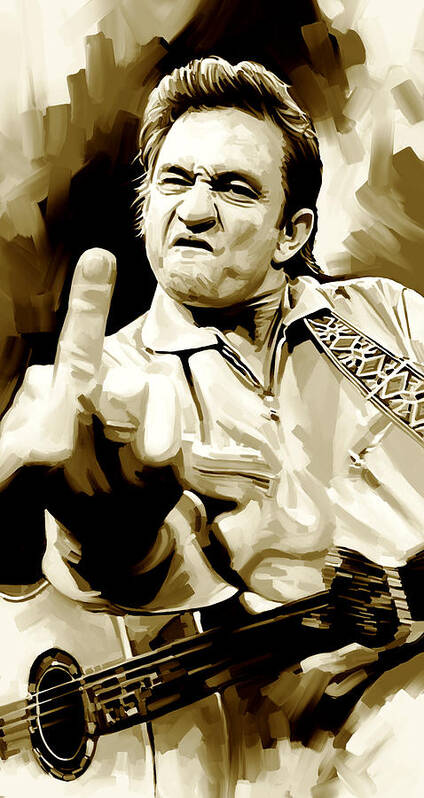 Johnny Cash Paintings Art Print featuring the painting Johnny Cash Artwork 2 by Sheraz A