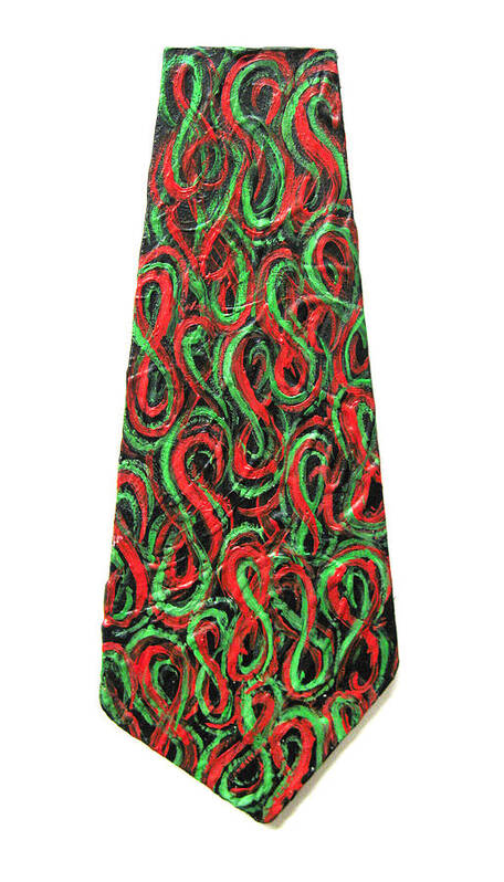 Christmas Art Print featuring the painting Red and Green Figure-Eight Necktie by Michael Morgan