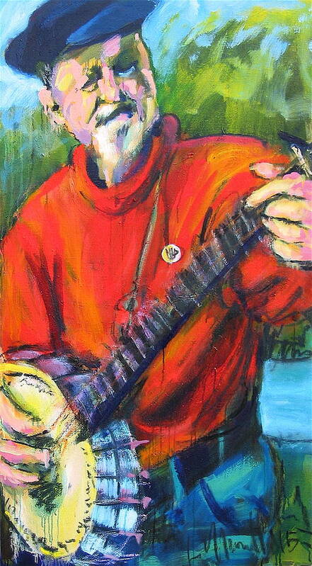 Pete Seeger Art Print featuring the painting Seeger by Les Leffingwell