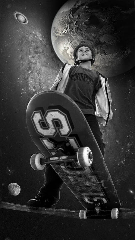 Skateboarding Art Print featuring the photograph Skate the Universe by Kevin Cable