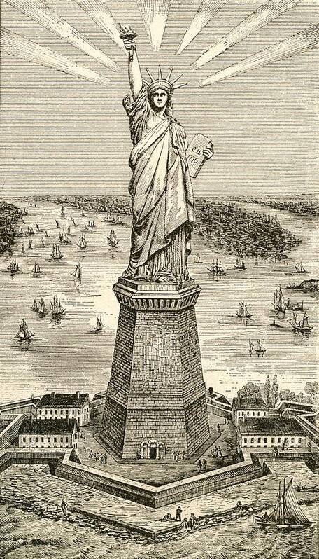 Statue Of Liberty Art Print featuring the drawing Statue Of Liberty, New York by American School