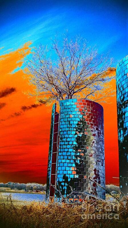 Silos Art Print featuring the photograph Twin Silos by Karen Newell