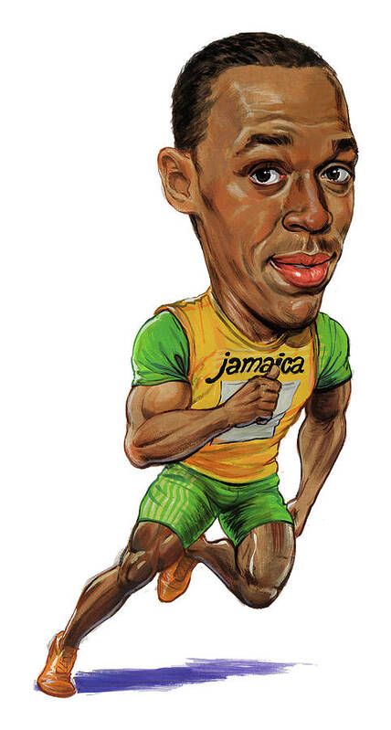 Jamaica Art Print featuring the painting Usain Bolt by Art 