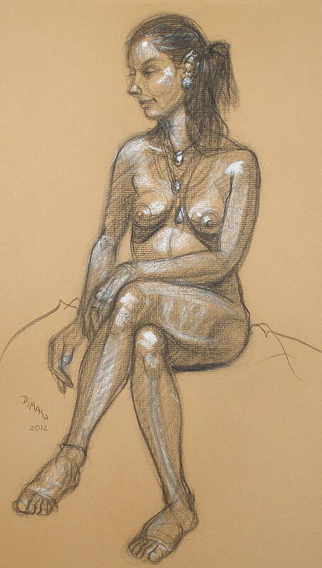 Realism Art Print featuring the drawing Carina Seated by Donelli DiMaria