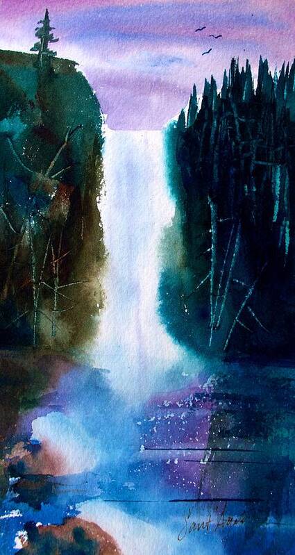 Waterfall Art Print featuring the painting Falling Fury by Frank SantAgata