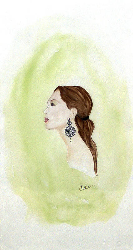 Portrait Art Print featuring the painting The Earring by Alethea M