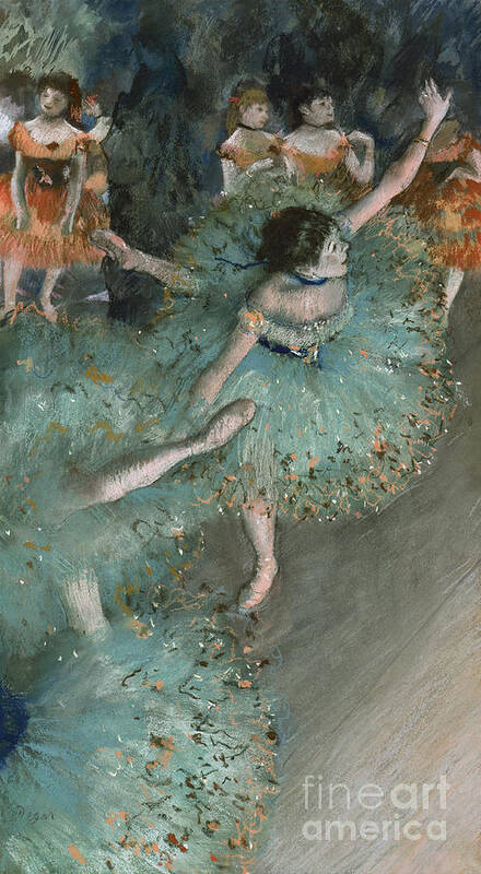 Swaying Dancer Art Print featuring the painting Swaying Dancer Dancer in Green by Edgar Degas