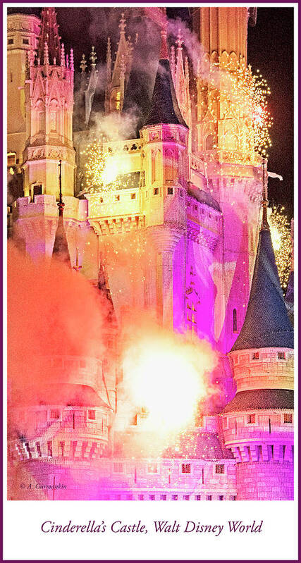 Fireworks Art Print featuring the photograph Fireworks, Cinderella's Castle, Walt Disney World #3 by A Macarthur Gurmankin
