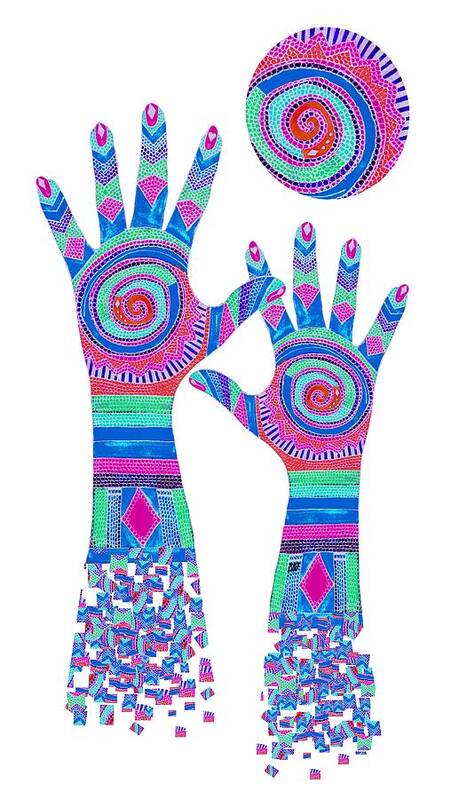 Aboriginal Hands Art Print featuring the digital art Aboriginal Hands Pastel Transparent Background by Barbara St Jean