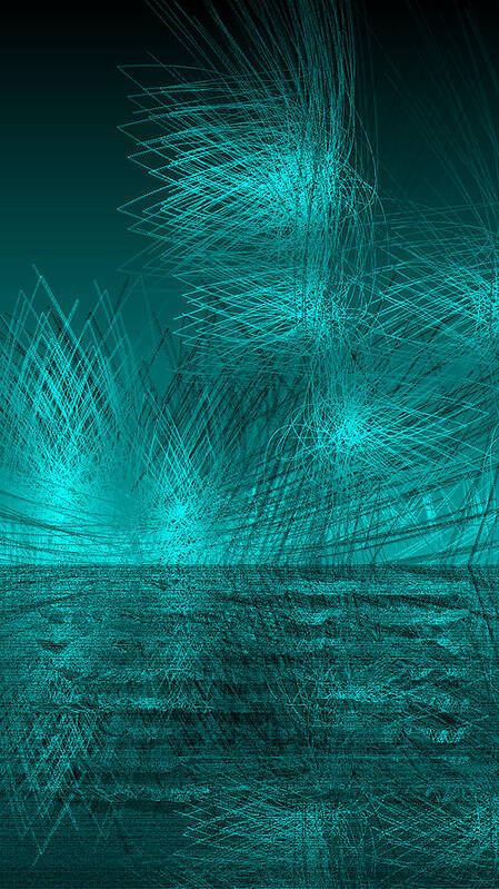 Rithmart Abstract Lines Organic Random Computer Digital Shapes Abstract Acanvas Algorithm Art Below Colors Designed Digital Display Drawn Images Number One Organic Recursive Reflection Series Shadowy Shapes Small Streaming Using Watery Art Print featuring the digital art Ac-1-14 by Gareth Lewis