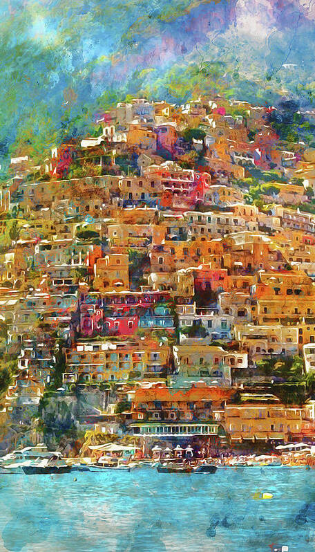 Italy Art Print featuring the painting Amalfi, Italy - 02 by AM FineArtPrints