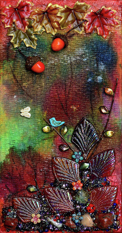 Mixed Media Landscape Art Print featuring the mixed media Autumn's Song by Donna Blackhall