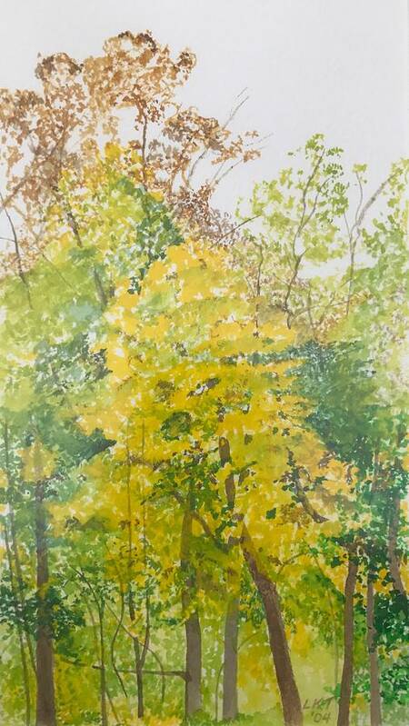 Autumn Art Print featuring the painting Backyard by Leah Tomaino