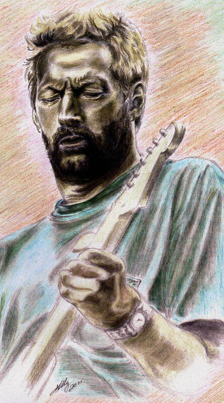 Eric Clapton Portrait Art Print featuring the drawing Clapton by Kathleen Kelly Thompson