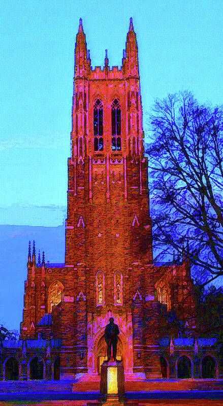 Duke University Art Print featuring the mixed media Duke University Chapel by DJ Fessenden