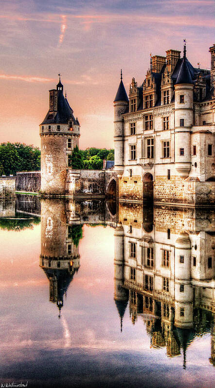 Chateau De Chenonceau Art Print featuring the photograph Evening at Chenonceau Castle by Weston Westmoreland