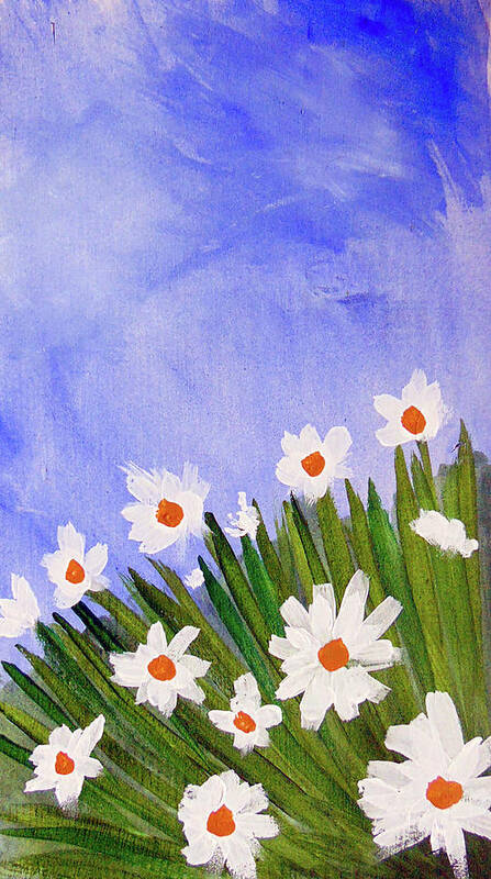  Art Print featuring the painting Field of Daisies by Loretta Nash