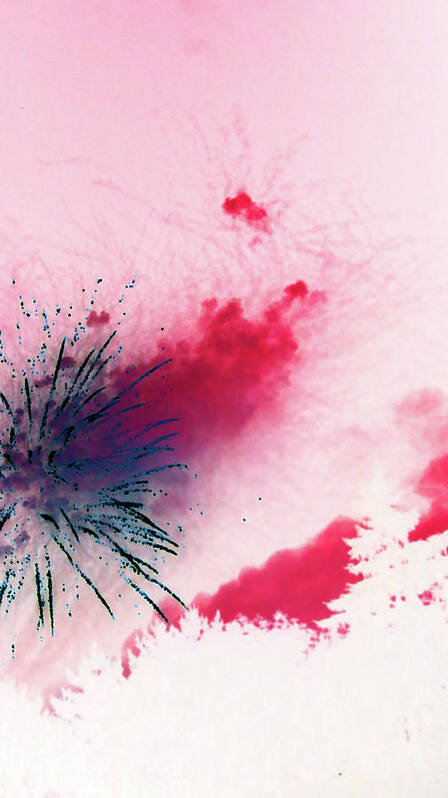 Fireworks Art Print featuring the photograph Fireworks 17 2018 abstracted by Mary Bedy