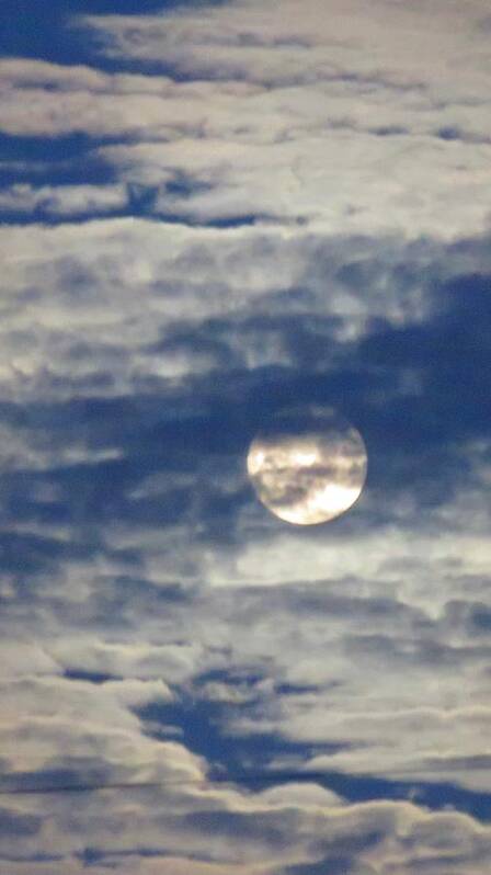 Moon Art Print featuring the photograph Full Moon in Gemini with Clouds by Judy Kennedy