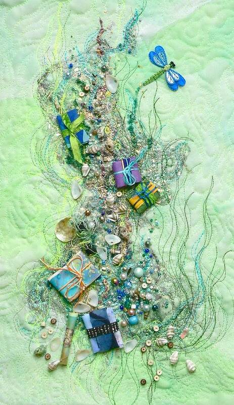 Dyed Silk Art Print featuring the tapestry - textile Gifts from the Sea by Pat Dolan