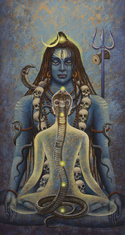 Kundalini Art Print featuring the painting Kundalini Shakti by Vrindavan Das