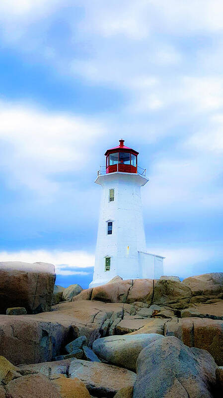 Lighthouse Art Print featuring the photograph Misty Lighthouse - Peggy's Cove by Cristina Stefan