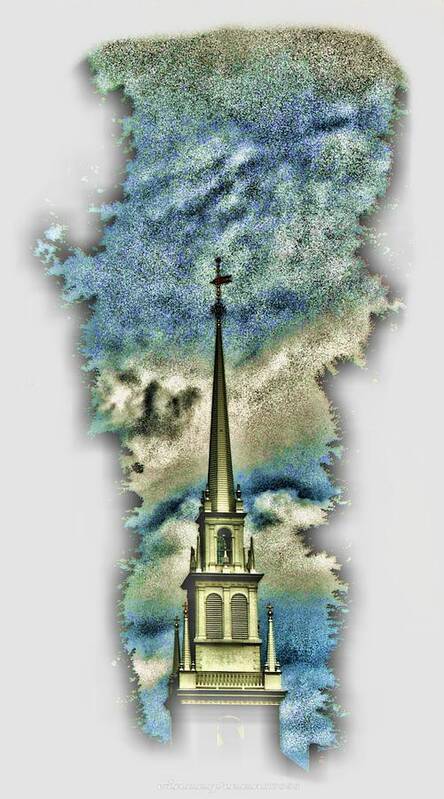 Church Art Print featuring the digital art Old North Church Steeple by Vincent Green