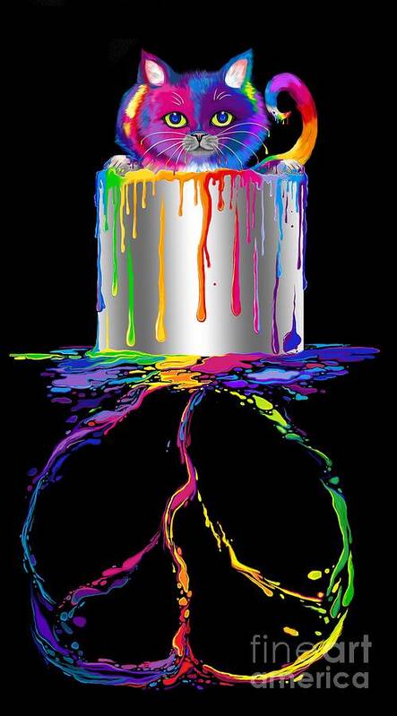 Peace Art Print featuring the digital art Rainbow Painted Peace by Nick Gustafson