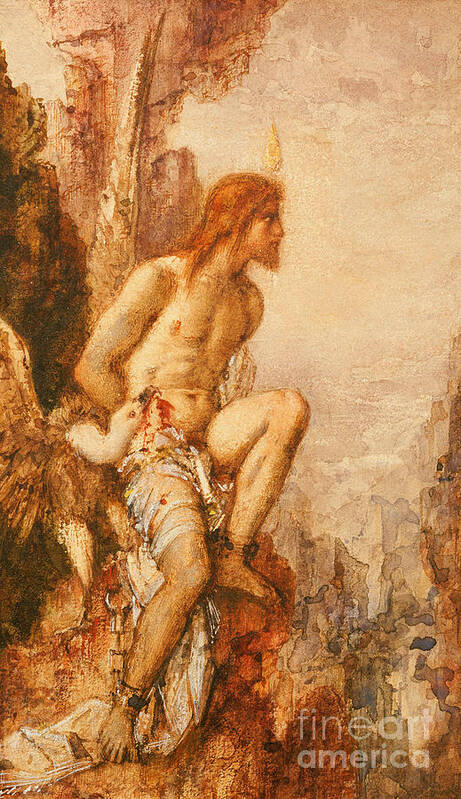 Prometheus Art Print featuring the painting The Torture of Prometheus by Gustave Moreau