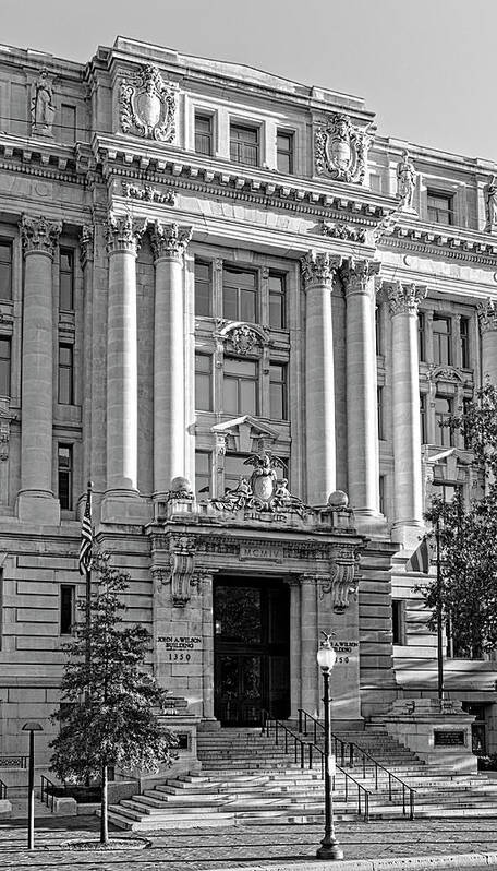John A Wilson Building Art Print featuring the photograph The Wilson Building In Black and White by Greg and Chrystal Mimbs