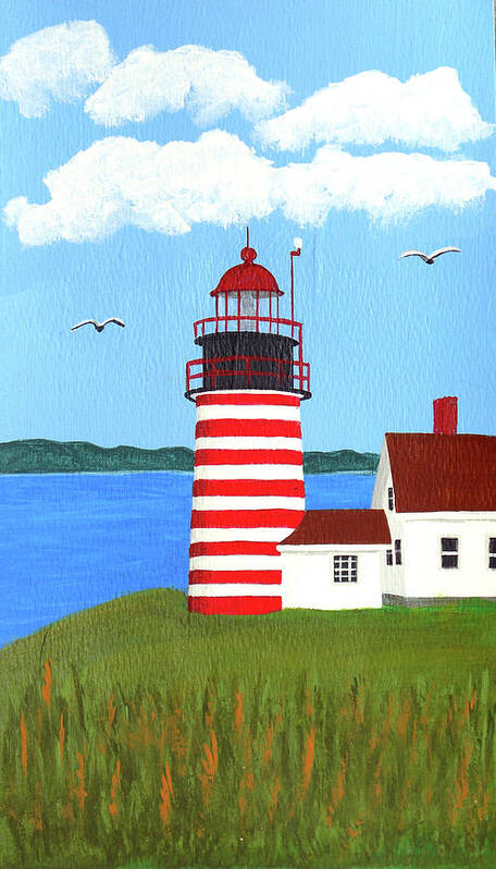 Lighthouses Art Print featuring the painting West Quoddy Head Lighthouse painting by Frederic Kohli