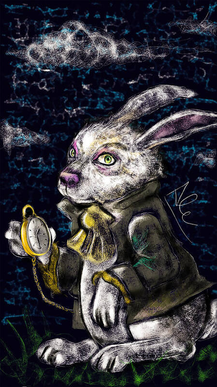 White Rabbit Art Print featuring the drawing White Rabbit by Alessandro Della Pietra