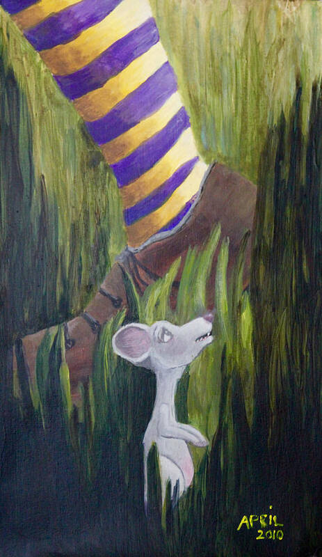 Mouse Art Print featuring the painting Yikes Mouse by April Burton