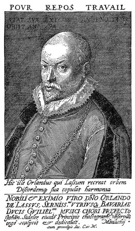 Engraving Art Print featuring the drawing Orlandus Lassus, Flemish Renaissance #1 by Print Collector
