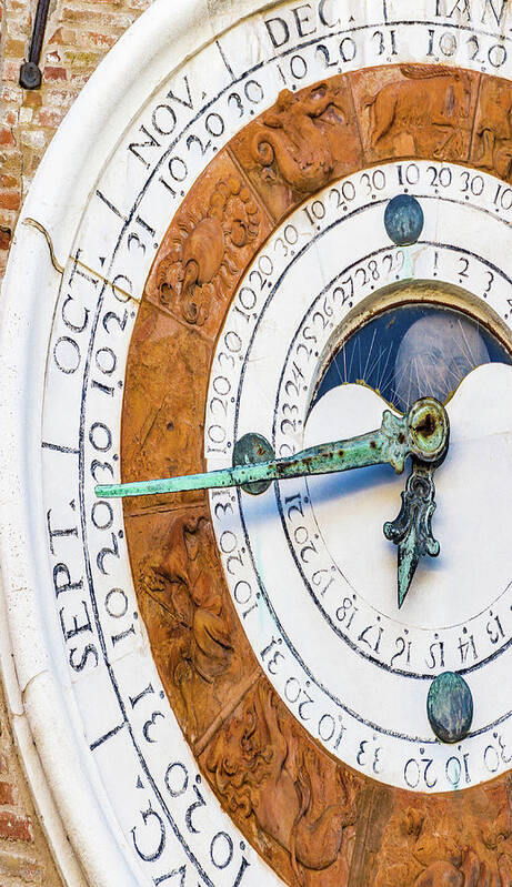 Ancient Art Print featuring the photograph astronomical clock in Italy by Vivida Photo PC