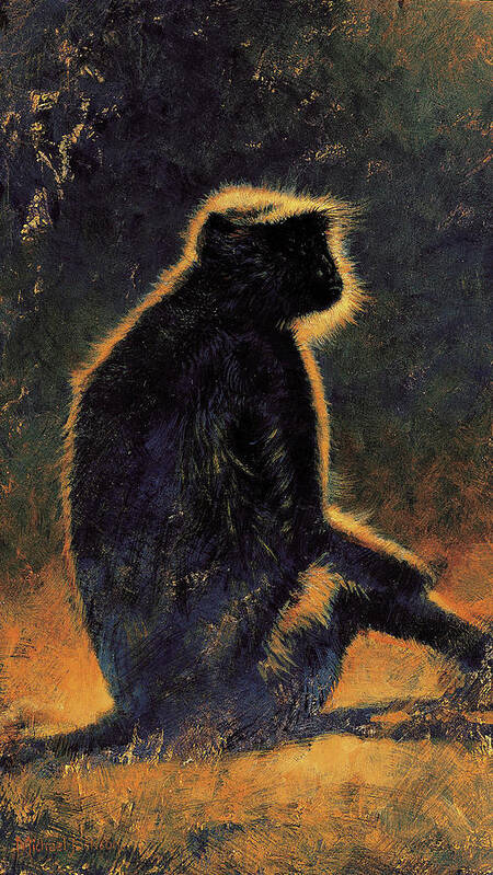 Primate Art Print featuring the painting Blue Monkey by Michael Jackson