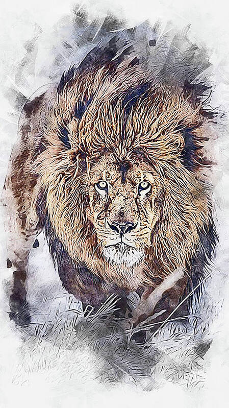 Lion King Art Print featuring the painting Lion King - 23 by AM FineArtPrints