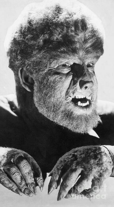 People Art Print featuring the photograph Lon Chaney Jr. As The Wolf Man by Bettmann