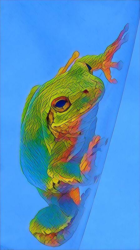 Tree Frog Art Print featuring the mixed media Rainbow Tree Frog by Susan Rydberg