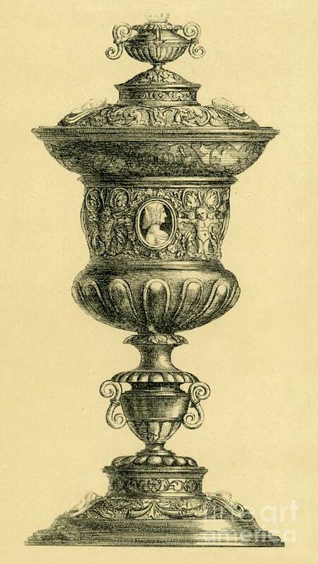 Engraving Art Print featuring the drawing Silver Cup And Lid by Print Collector